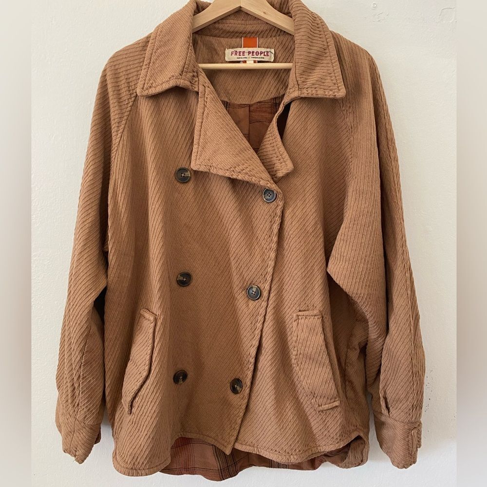 Free People Corduroy Remi Double breasted Jacket Size L Oversized Utility - Picture 3 of 12
